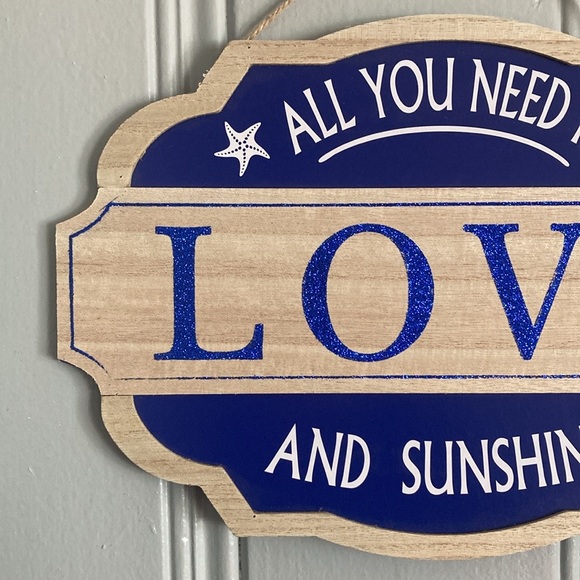 NWT All You Need is LOVE And Sunshine- Nautical Wooden Medallion Decor Sign - Picture 7 of 17